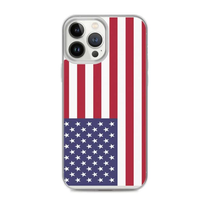 Coque iPhone - Drapeau États-Unis - iPhone 13 Pro Max - Souple - Multicolore - Moderne