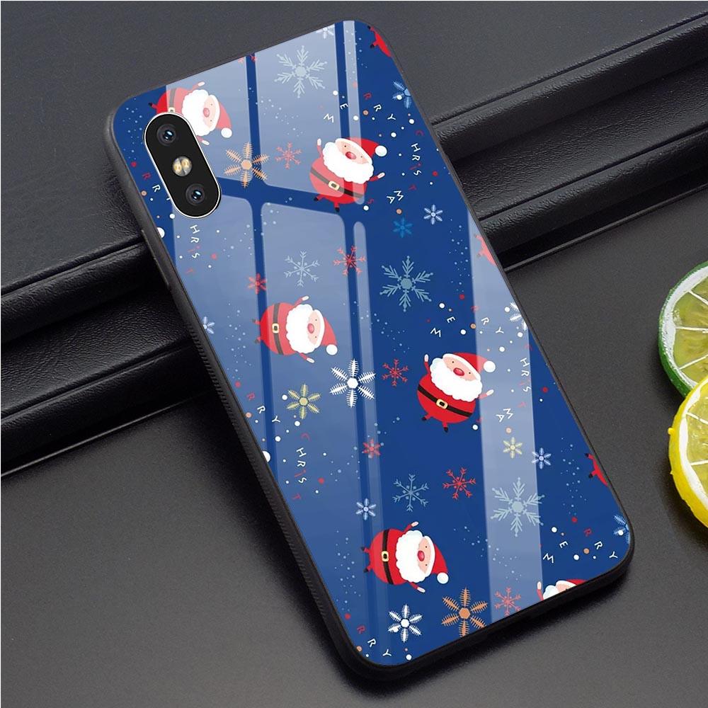 Buy Phone Case for iPhone X Christmas Xmas Tempered Glass Print ...