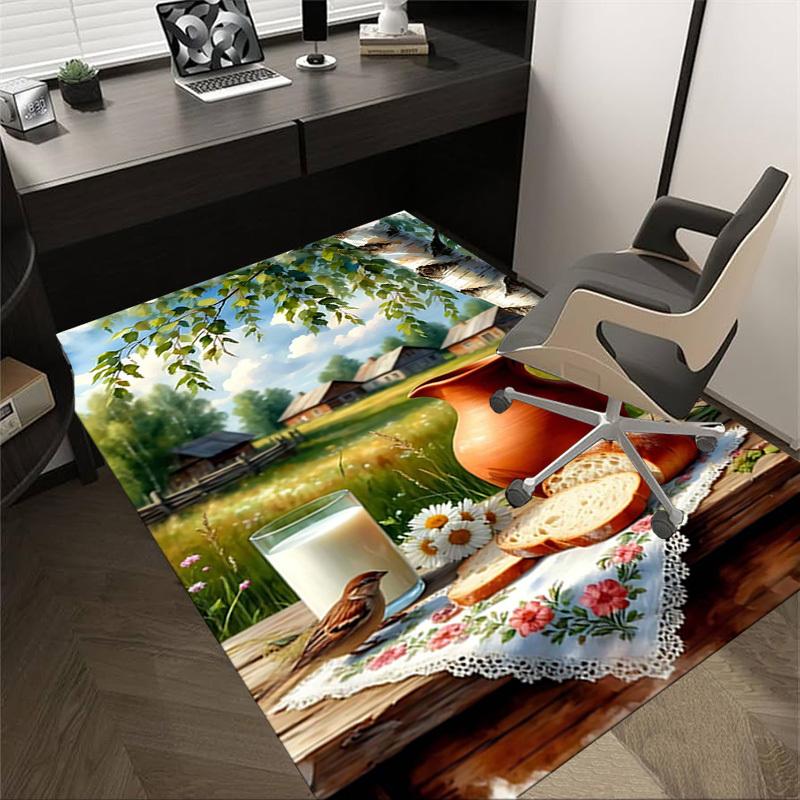 

1PC Rustic breakfast Non-Slip Floor Carpet Compatible for Office&Living Room&Bedroom&Dining room - Flat - Weave Machine-S0328 60cm by 90cm