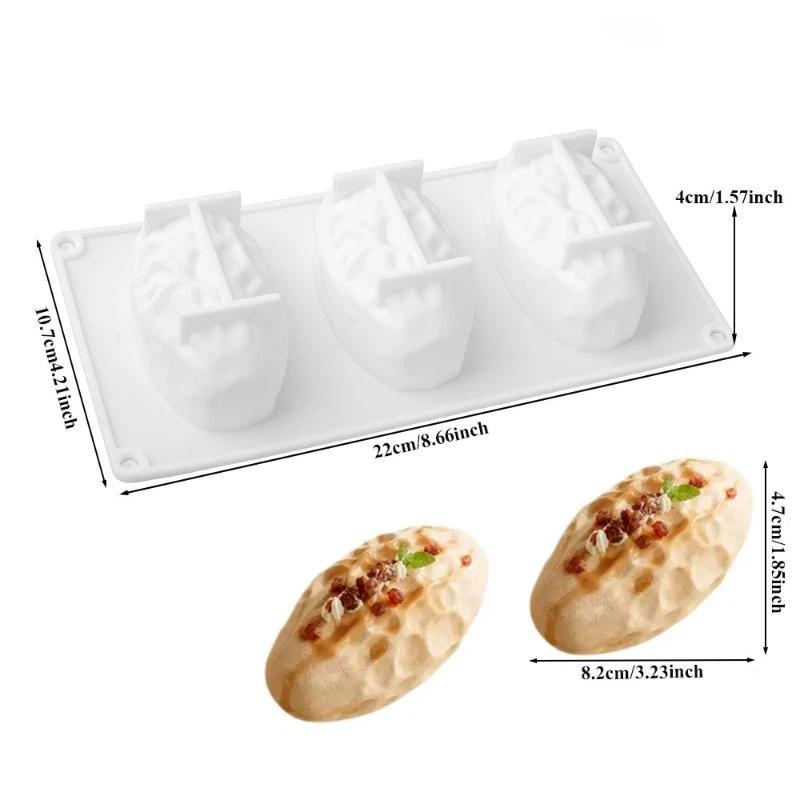 Stampo in Silicone per Torta 3 Cavità Forma di Mandorla Stampo da Forno Riutilizzabile Mousse al Cioccolato Dessert Budino Stampini per Gelato