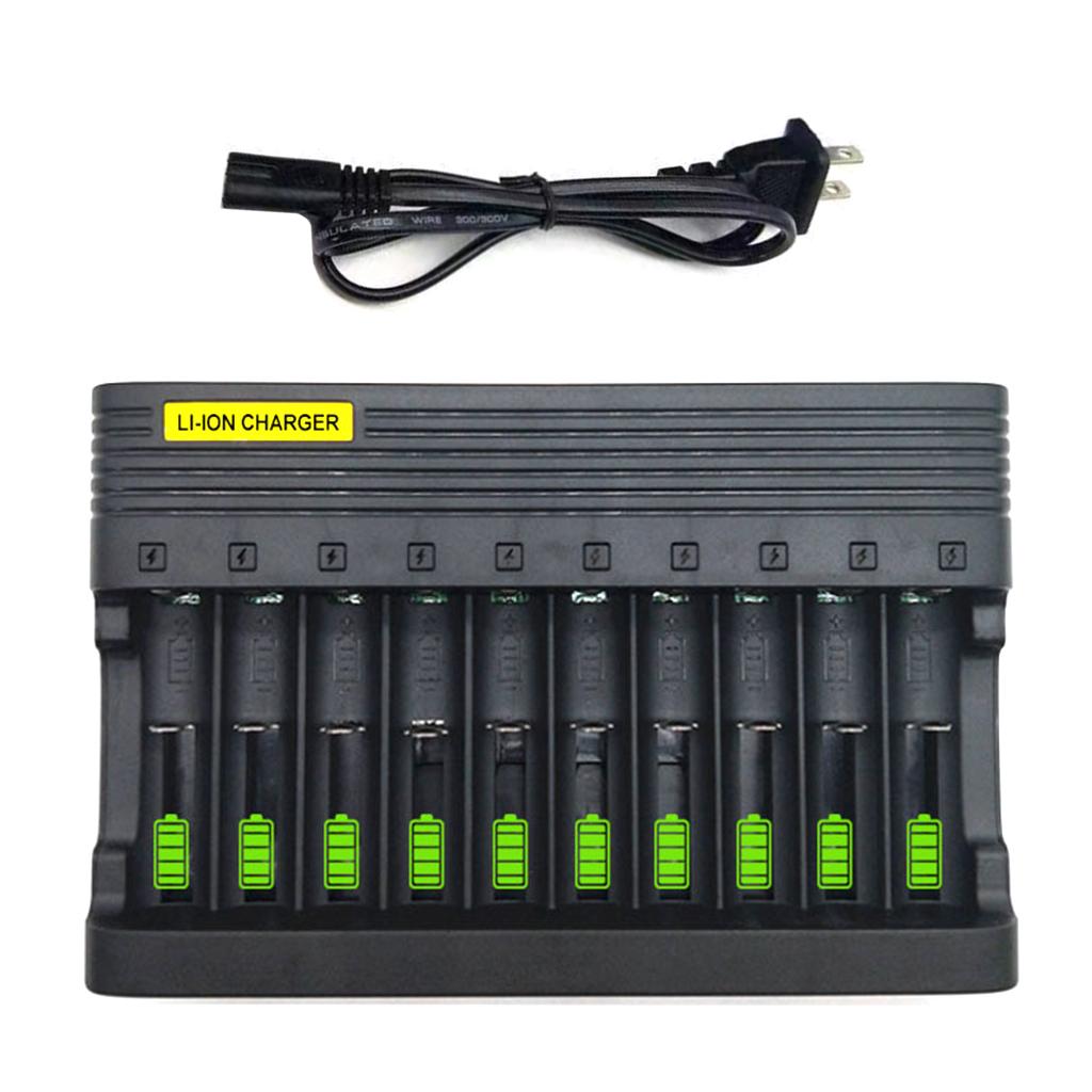 14500 16340 18650 Li-ion Battery Charger 10 Slots 3.7/4.2V Battery Charger EU US