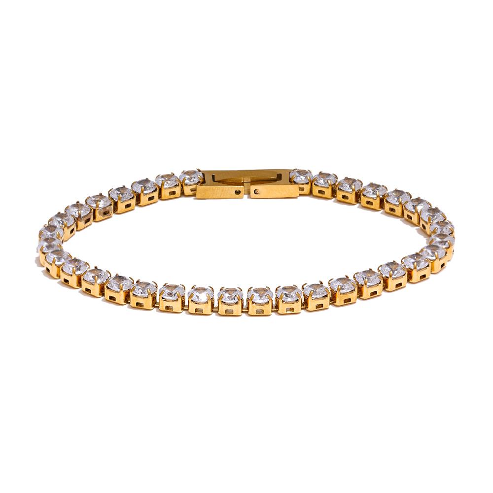 

Yhpup 4mm High Quality Shiny Cubic Zirconia Chain Wrist Bracelet Bangle for Women Stainless Steel Exquisite Premium Jewelry New