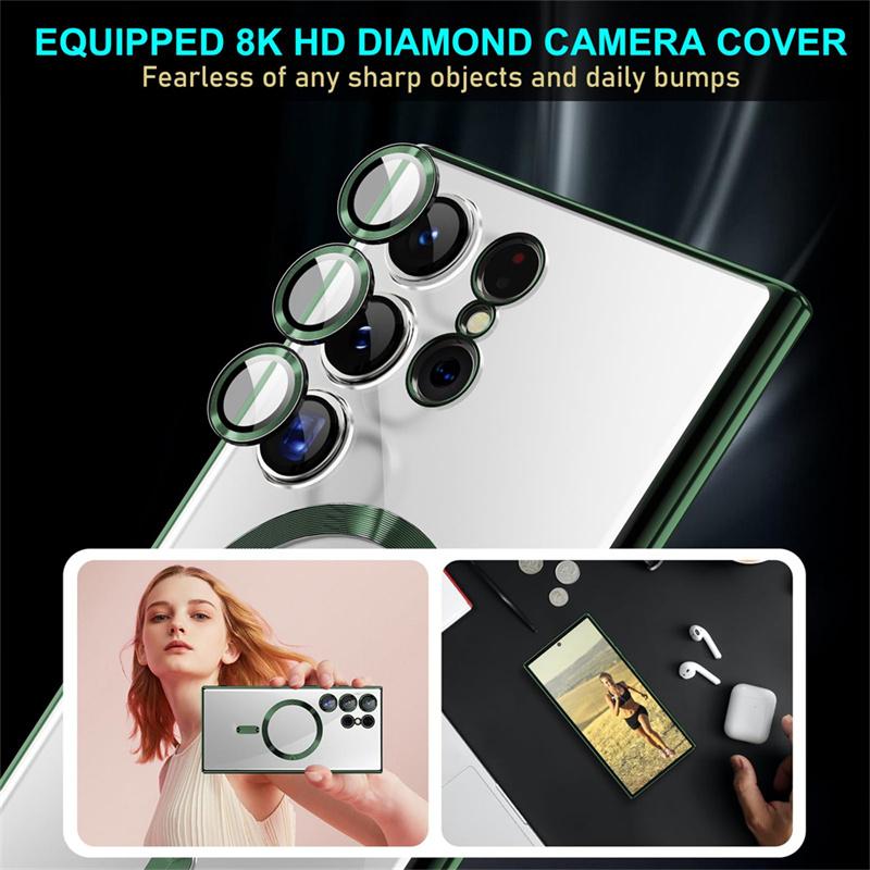 For MagSafe Case For Samsung Galaxy S25 S23 S22 Ultra Plus Magnetic Lens Protector Cases For Samsung S24 S21 Ultra Plus Cover