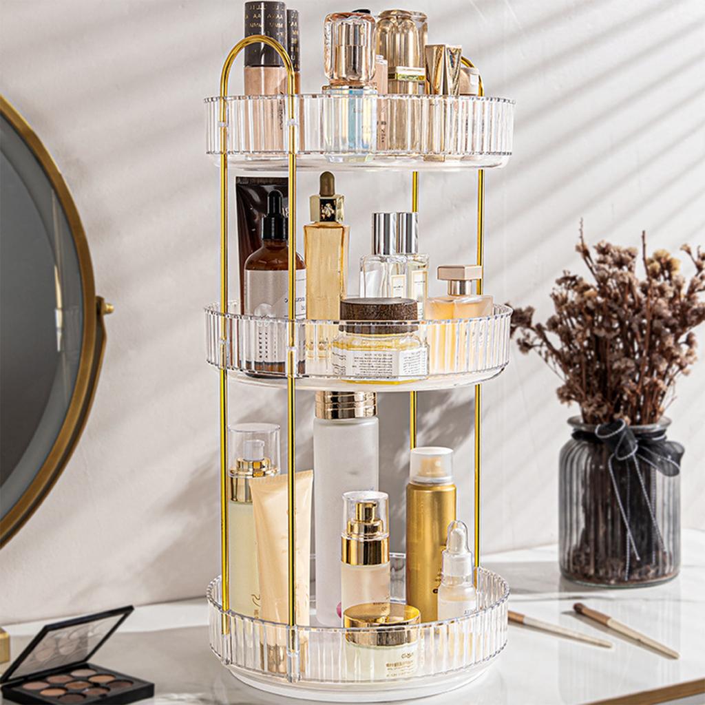 360 Rotating Makeup Organizer - 3-Size Spinning Cosmetic & Skincare Holder For Vanity Countertop 3 Colors
