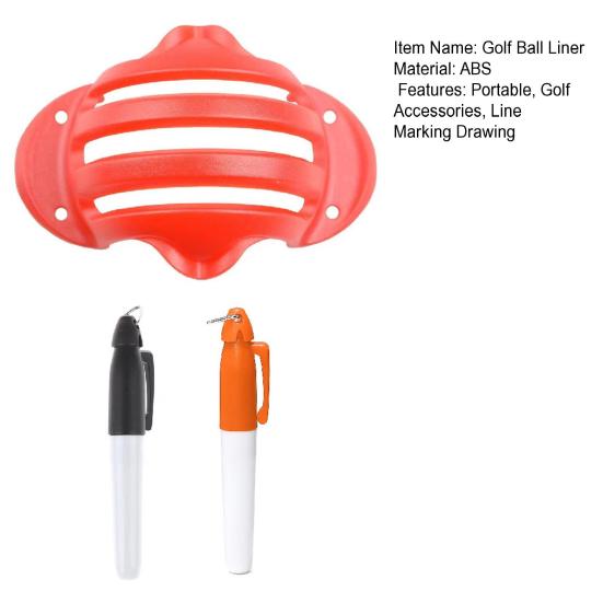 Golf Ball Line Marker Tool with 2 Pens, Golf Ball Line Drawing Marking Template, Golf Putting Alignment Accuracy Improvement Aid, Golf Accessories
