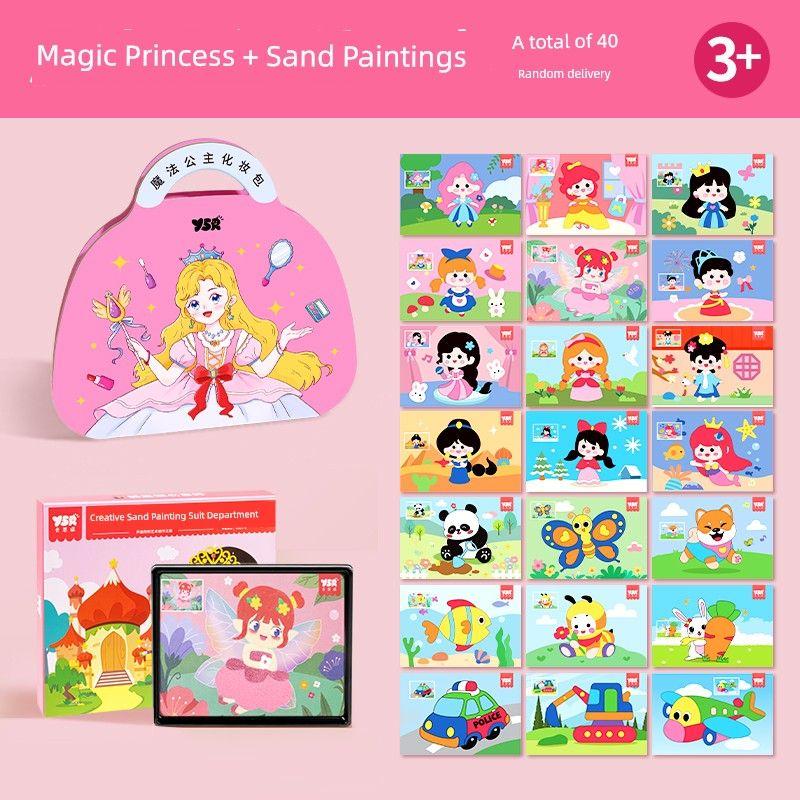 

Kids Handmade Non-Toxic Cosmetic Bag 6-Year-Old Toy Suit [Magic Makeup Bag] + [Sand Painting Suit]]