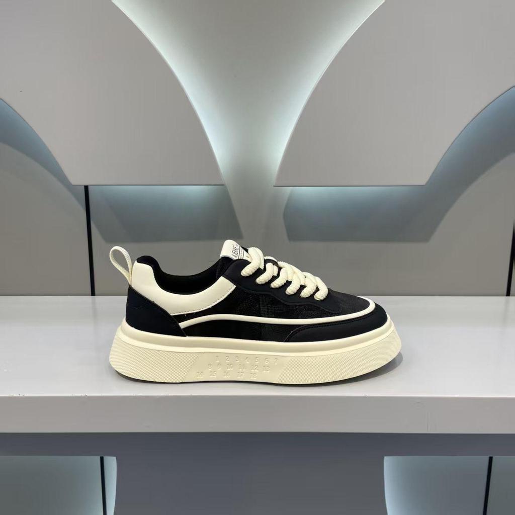 Summer 2025 Men's Breathable Sneakers, Versatile White Casual Sports Shoes with Thick Soles