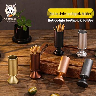 Retro Aluminum Toothpick Holder for Dining & Restaurant Use