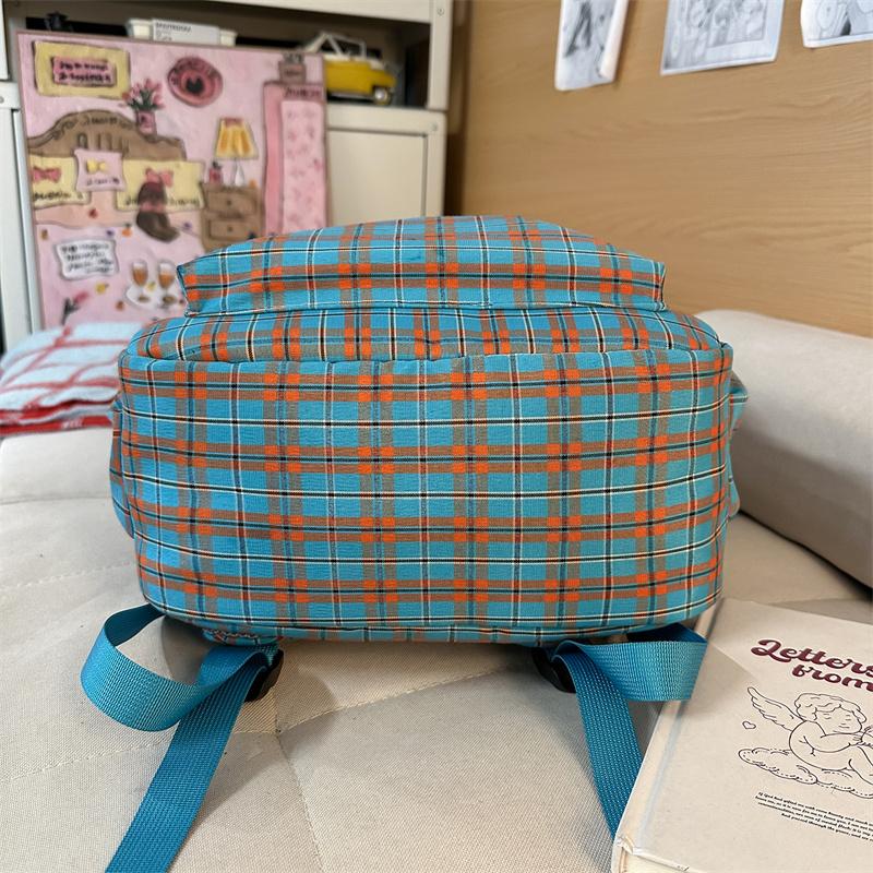 Plaid Student Schoolbag Women's Lightweight Large Capacity Backpack