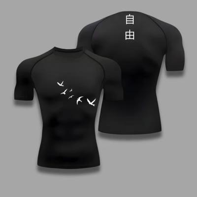 Herren Kompressionsshirt mit Aufdruck | Fitness-Training Anti-Scheuer-Unterhemd, Schnelltrockendes Sport-Basisshirt, Outdoor/Sport Oberteil RL0821