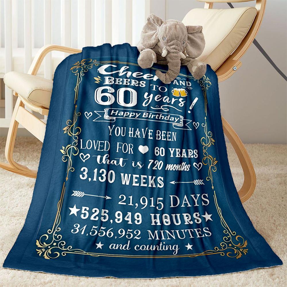 1pz Coperta Celebrazione Felice 60° Compleanno Morbida e Calda per Divano Ufficio Campeggio Viaggio Soggiorno Ottimo Regalo per Amici e Famiglia Confortevole