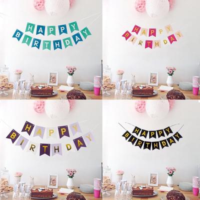 1 set Glücklich Geburtstag Goldene folie buchstaben Bunting Hängen Girlanden String Fahnen Baby Shower Party Deco