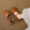 Fashion Retro Handmade brown Leather Flats Sandals 2025 Summer New Casual Versatile Comfortable Soft Sole Women's Shoes