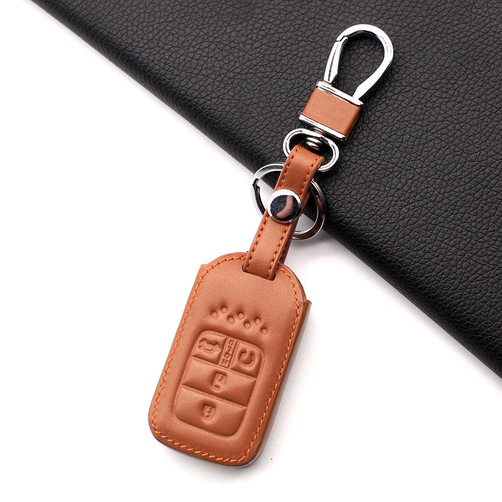 For Honda Civic Accord Pilot Crv 4 Buttons High Quality Genuine Leather Car Keyless Smart Key Fob Case Cover