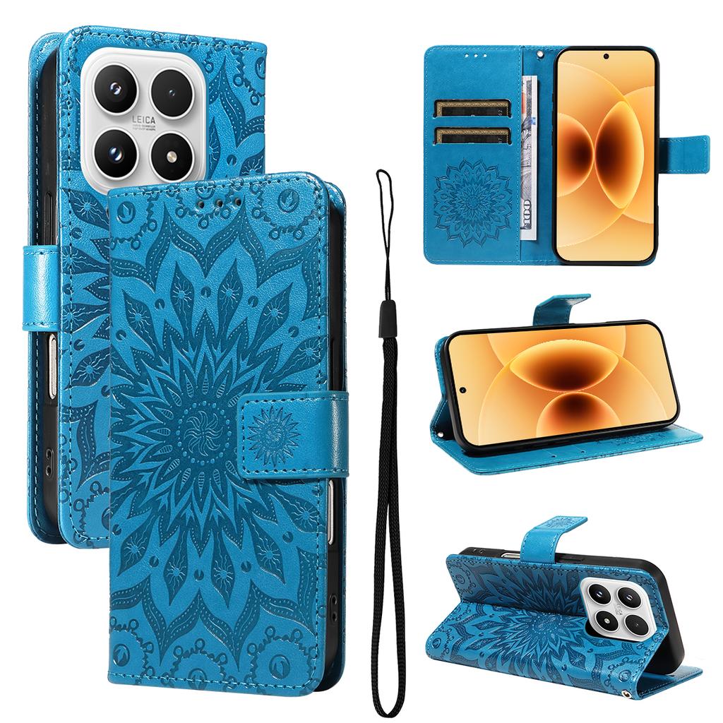 For Xiaomi 17 Leather Wallet Case Sunflower Imprinted Phone Cover