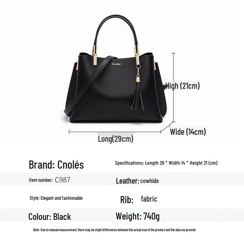 Cnoles Women's Genuine Leather Large Tote Shoulder Bag