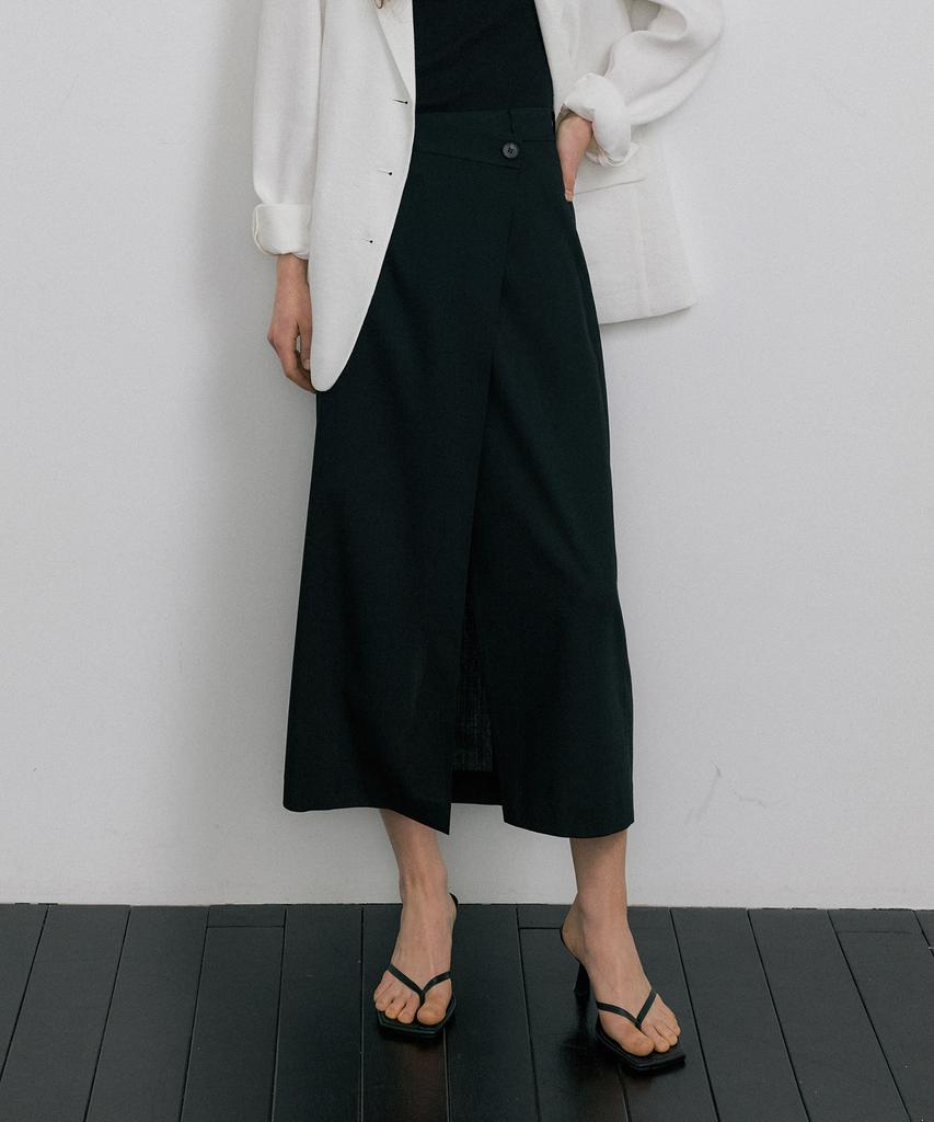 OCTETTE Summer-Wool Classic Wrap Skirts_Black