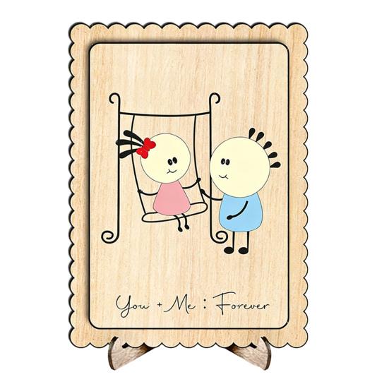 

Wooden Couple Table Sign with Stand Farmhouse Rustic Cartoon Couple Ornament Valentine s Day Anniversary Wedding Party Decoration E
