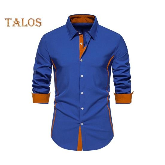 Fall Men Shirt Turn-down Collar Buttons Long Sleeves Solid Color Slim Fit Mid Length Casual Formal Business Commute Top