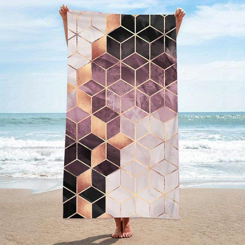 

Beach Towel Geometric Pattern Sun Protection Windproof Suitable For Swimming Pool Camping Travel Blanket W30*H60(CM)