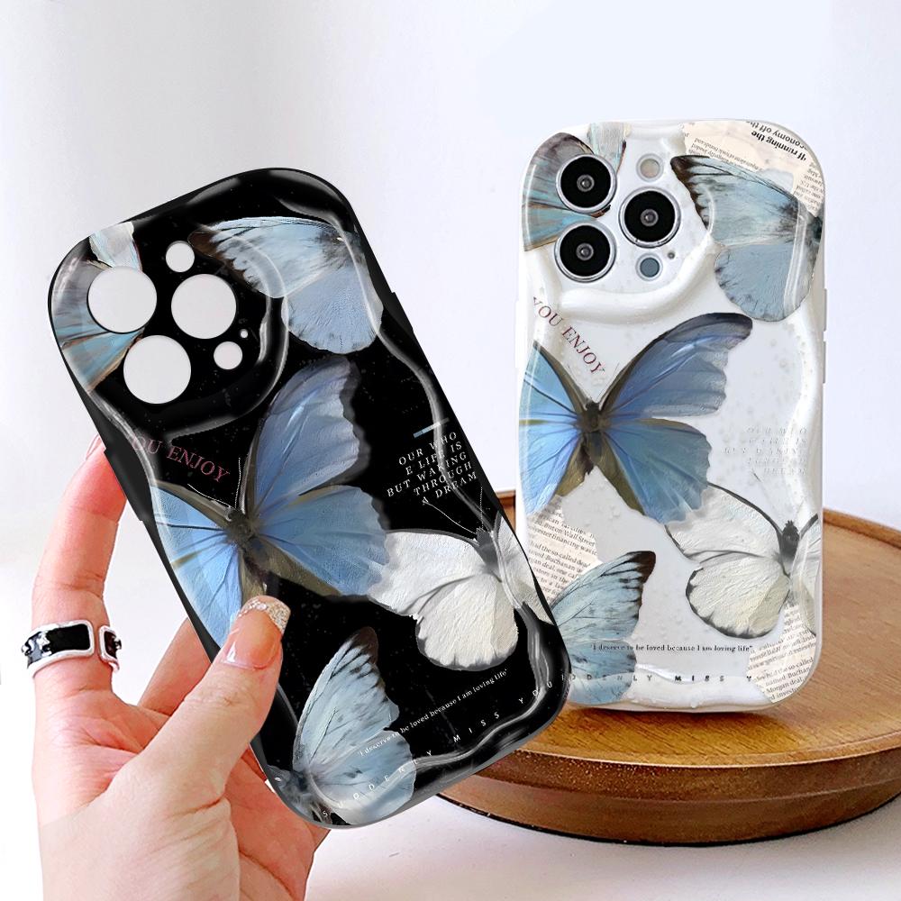 Cartoon Pattern Cream Texture Casing Wavy Edge Soft Silicone Cover Phone Case for IPhone Samsung Huawei Honor Xiaomi Redmi Infinix Tecno