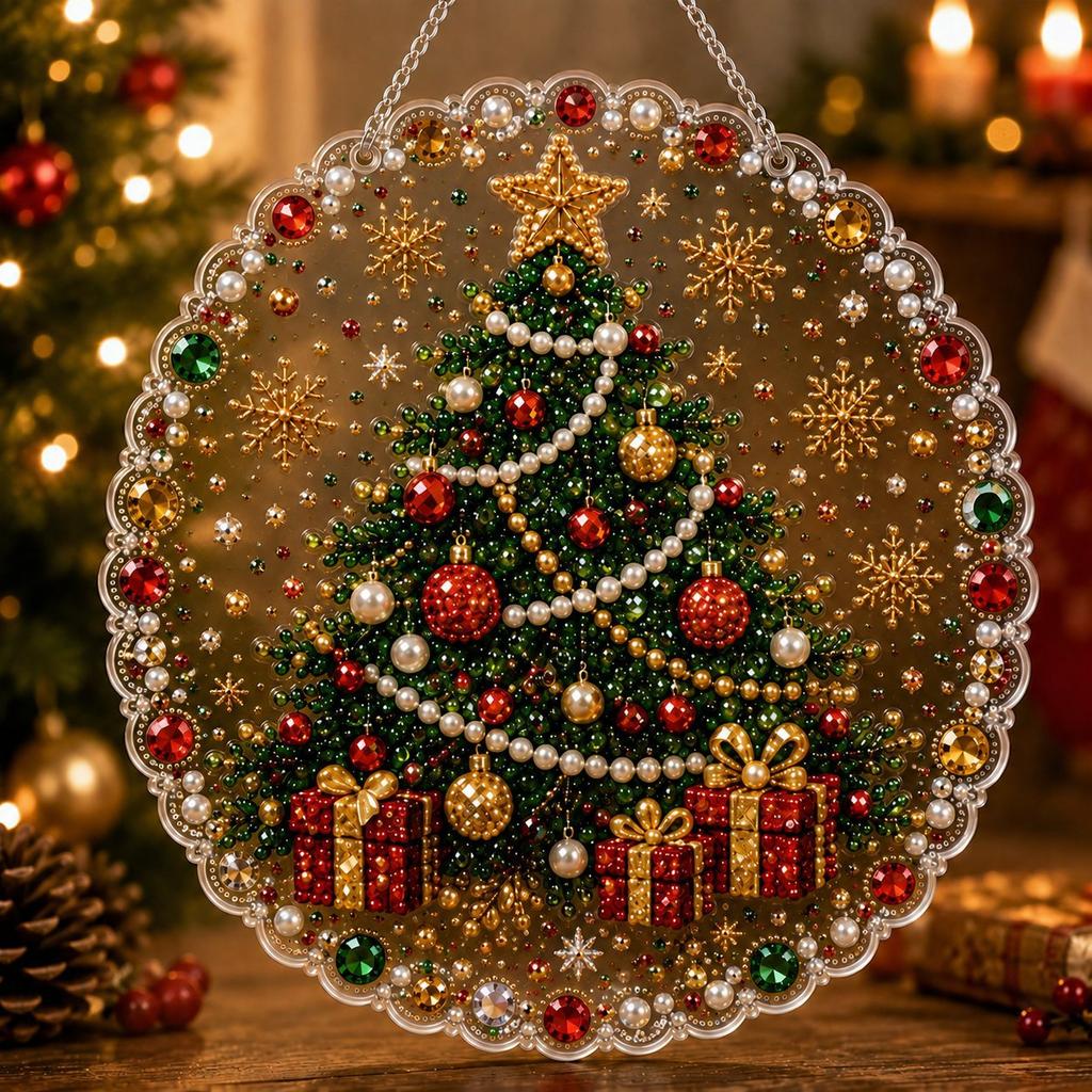 5D Diamond Painting Hanging Ornament Santa Claus Christmas Tree Decor Pendant with Chain Holiday Home Decoration