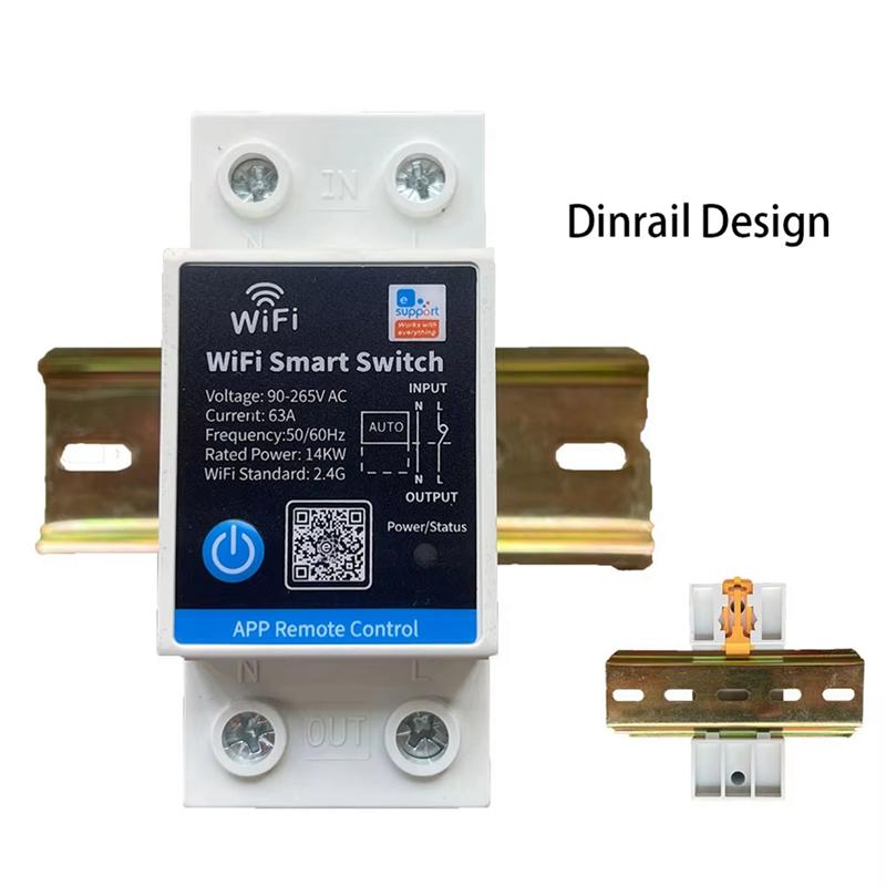ABUO-63A Smart Switch Relay Ewelink APP Remote Control Timer Din Rail 2P Smart Switch Works With For Alexa/Google/Salute белый