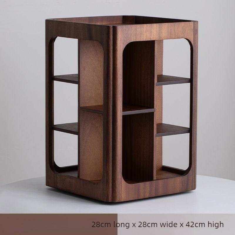 BEPAN Rotatable 4-Tier Walnut Wood Storage Rack Desktop Organizer for Cups Coffee Accessories Solid Wood Stand Home Storage