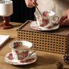 Rose Blooms Pattern Ceramic Cup&saucer Classic Mugs Dining Table Coffee Mug Milk Cups Afternoon Tea Teacup Fruit Juice Container