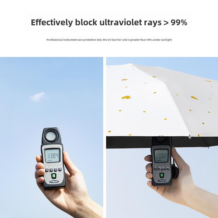 Umbrelă compactă de damă cu ștanțare aurie: Protecție UV, pliabil portabil, pentru soare și ploaie