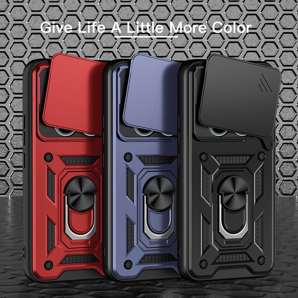 KEYSION Shockproof Case for Redmi Note 15 Pro 4G 15 Pro+ 5G Slide Camera Lens Protection Ring Stand Phone Cover for Redmi Note15