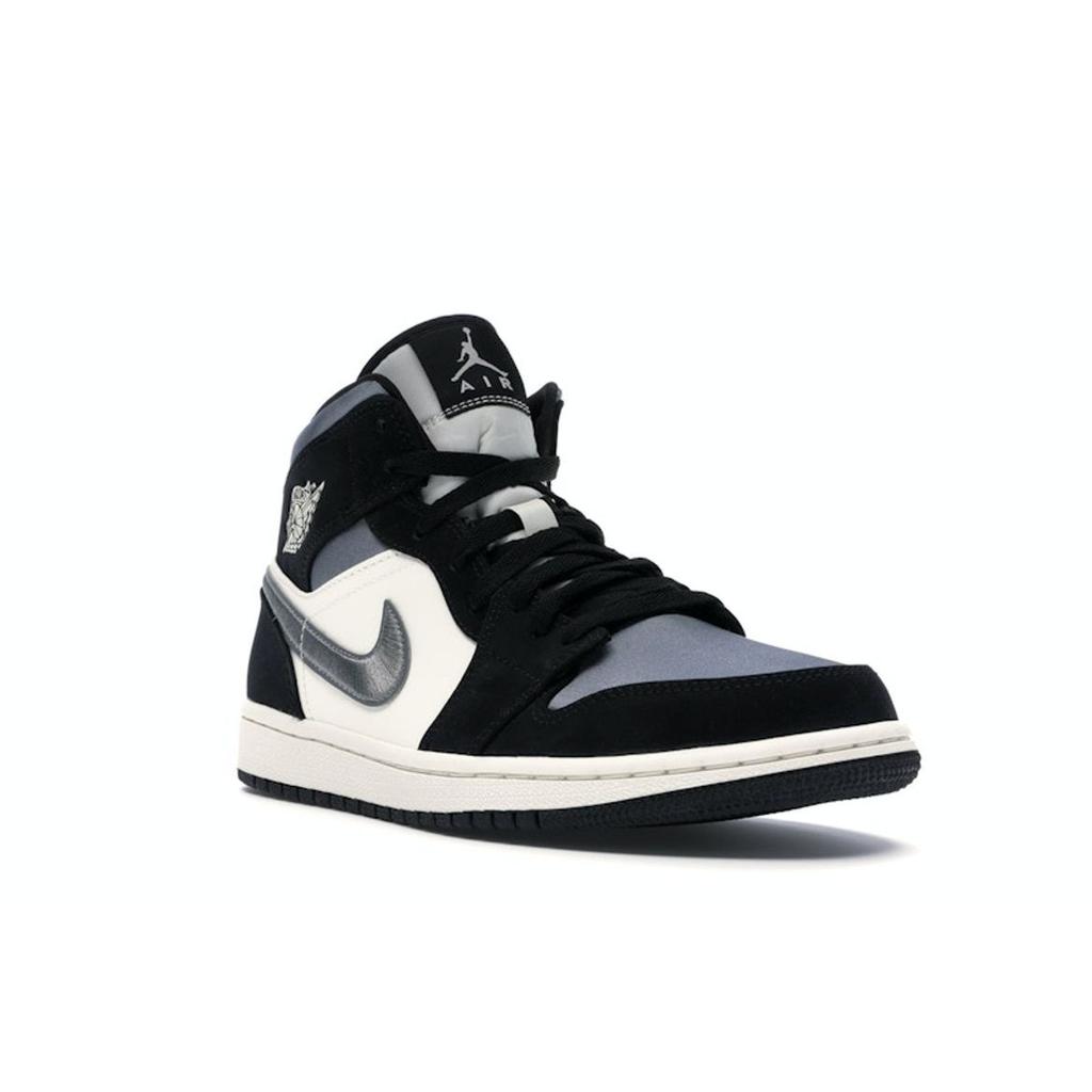 Air Jordan 1 Mid SE Satin Smoke Grey Unisex Sneakers Black Sail 852542-011