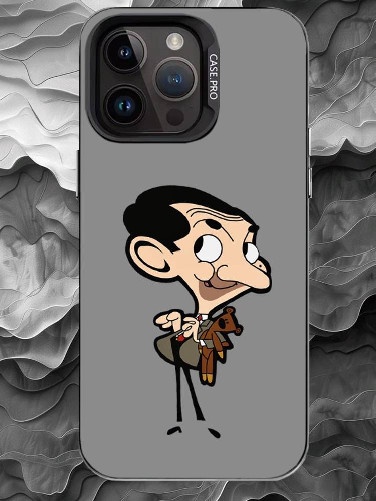 M-Mr. Bean Phone Case For iPhone 17 16 15 14 13 12 11 Pro Max Plus Silver Matte Black Cover