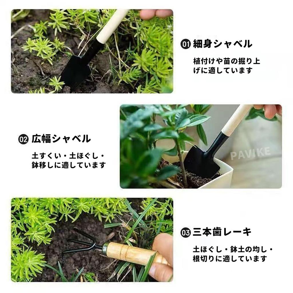 PAVIKE Mini Garden Tool Set Hand Mini Garden and Gardening Stainless Steel with Wooden Perfect for Flower Transplanting and Perfect for Indoor and