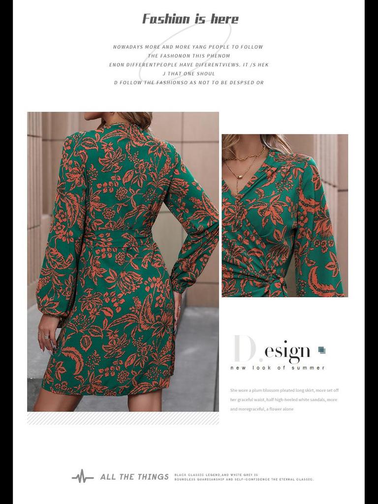 Early Autumn European & American Fashion Women's Printed Dress