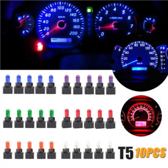 10Pcs T5 SMD Car LED Dashboard trument Interior Light Lamp Bulb Accessories
