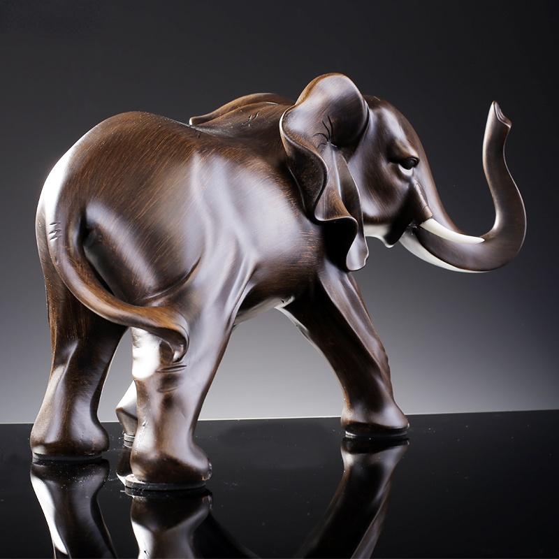 Simulated Animal Sculpture Imitation Wood Elephant Statue Resin Crafts Animal Sculpture Desk Decoration Ornaments Furnishings