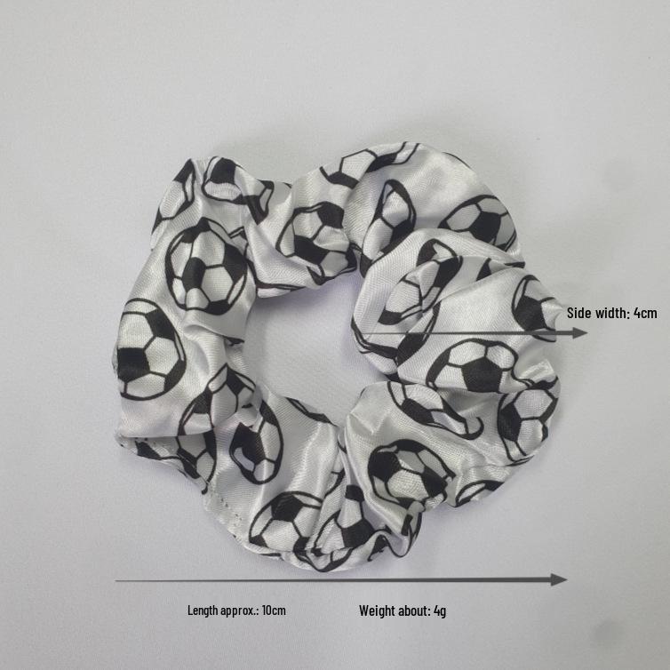 European & American Style Satin Scrunchie with Football Basketball Print - Fashion Hair Accessory