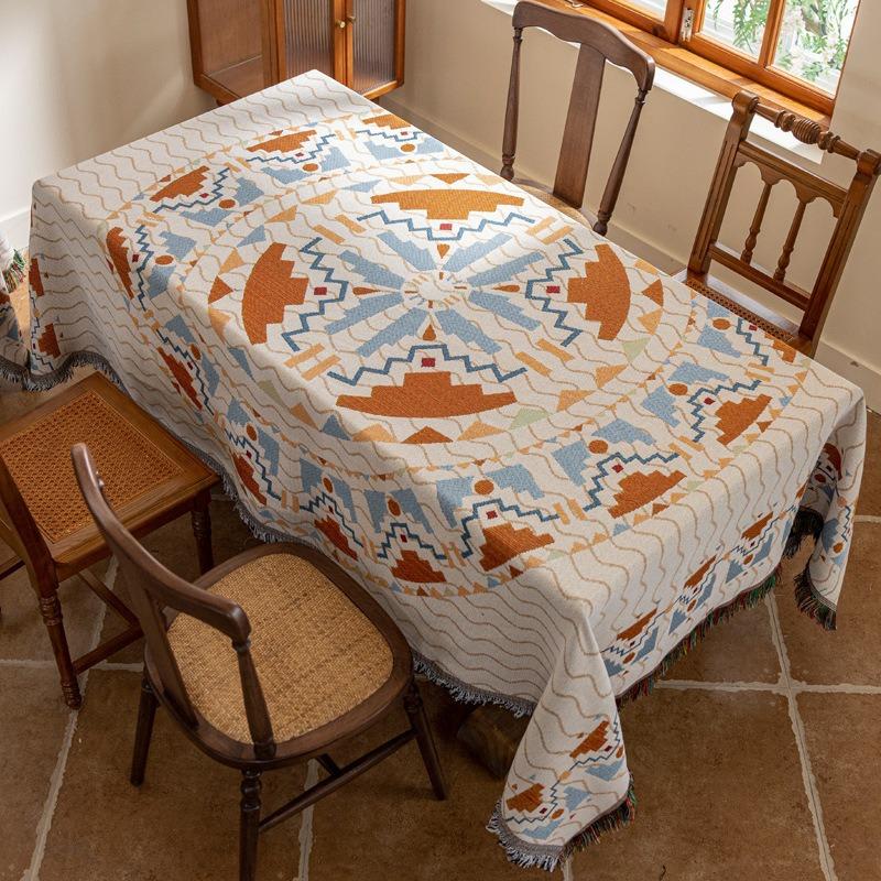 Table Cloth Rectangle Table, Heavy Duty Cotton Linen Tablecloths Farmhouse Tablecloth, Soft and Wrinkle Free Table Cover with Tassels