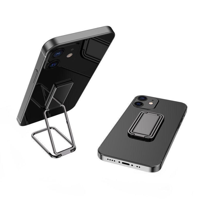 Adjustable Square Finger Ring Phone Holder - Foldable, Rotatable, Ultra-thin Zinc Alloy Back Sticker