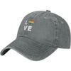 LGBT Love Rainbow Heart Washed Baseball Cap Cotton Adjustable Casual Dad Hat for Unisex