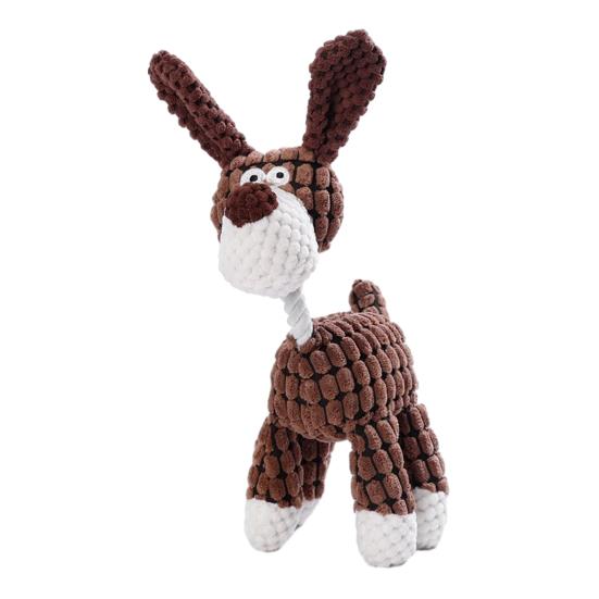 Plush Donkey Dog Toy Interactive Squeaky Dog Chew Toy Stuffed Animal Puppy Teething Toy for Small Medium Dogs кофейный