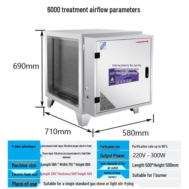 Commercial Eco-friendly Stainless Steel Smokeless Barbecue Kitchen Fume Purifier
