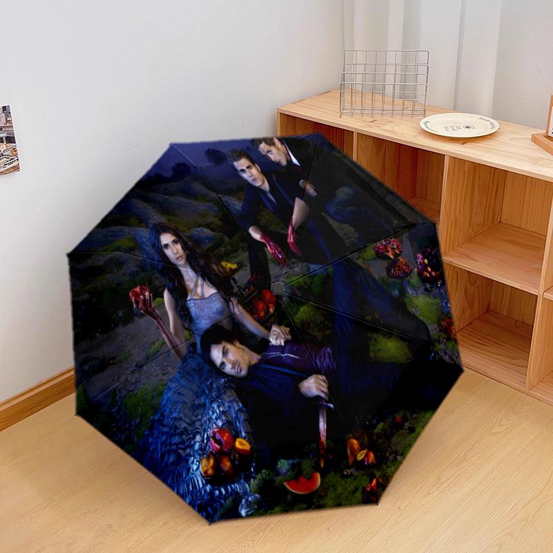 1PC Vampire Diaries Series Automatic Umbrella - Suitable Travel Outdoor Portable Umbrella Birthday Gift Daily Essentials