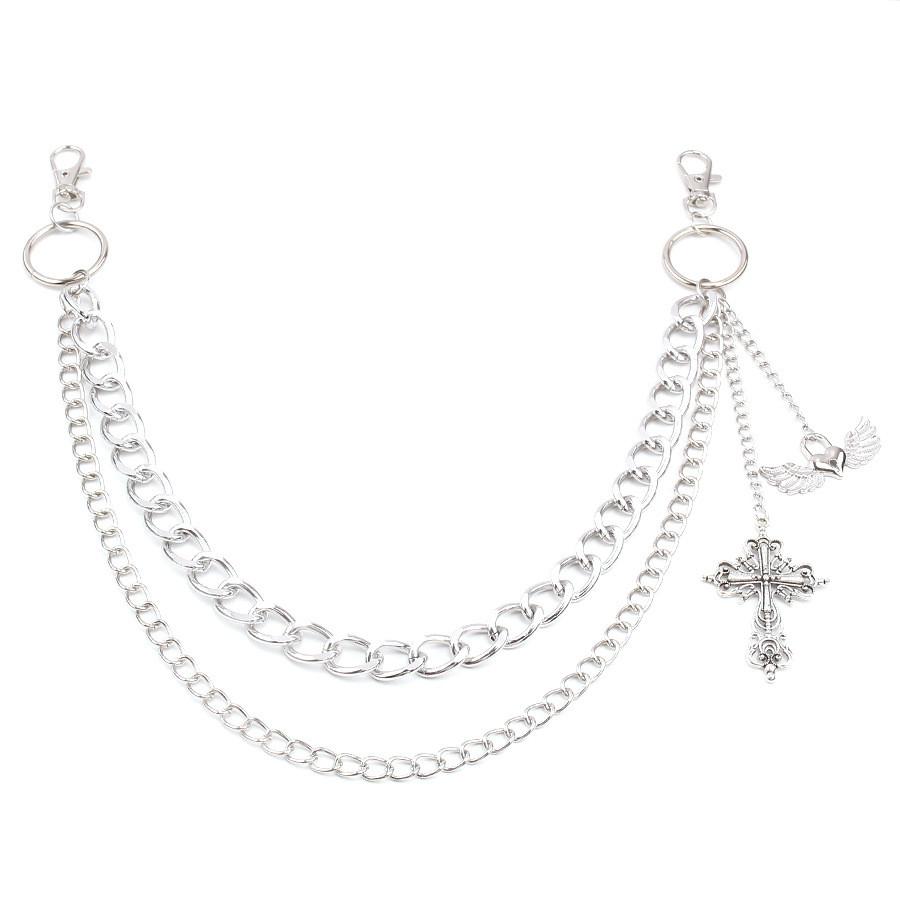 Metal Cross Heart Wing Body Chain With Lobster Clasp For Unisex Adults