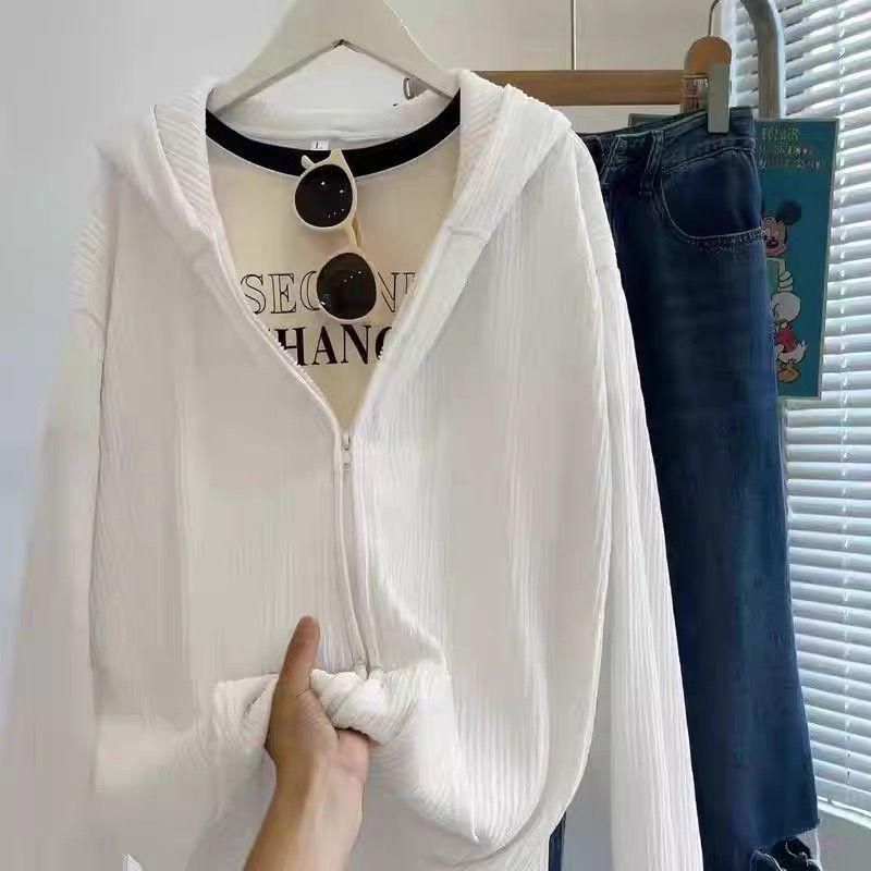 

Женский легкий кардиган с капюшоном на молнии для весны/осени с защитой от солнца XXL - 140-160 lbs белый