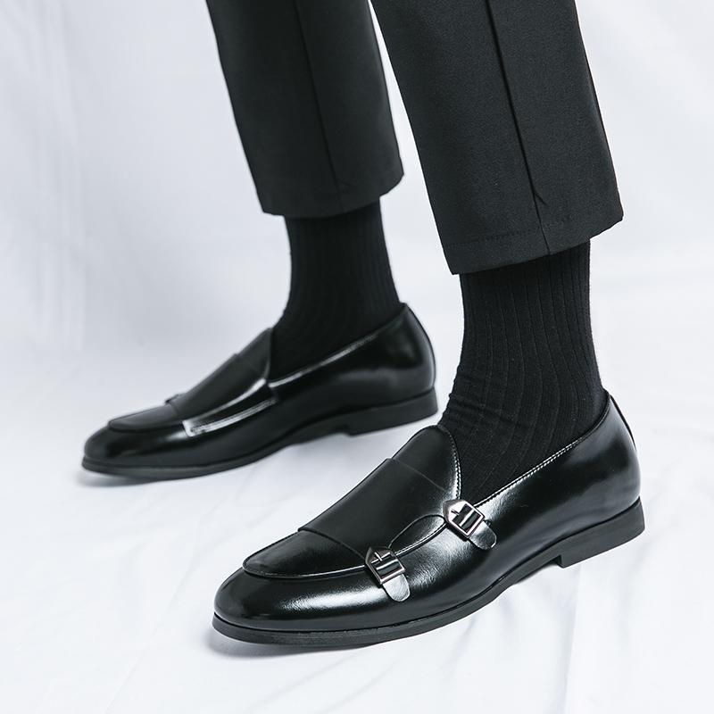 Fashion Mens Classic Retro Buckle Monk Loafers Moccasins Men's Slip-on Casual Leather Shoes Men Party Wedding Driving Flats
