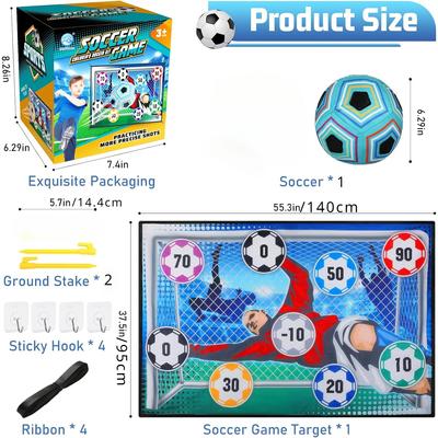 Soccer Ball Game Set for Kids Indoor Outdoor Backyard Toss Soccer Goal Game with 1 Velcro Ball Foldable Flannel Goals Toddlers