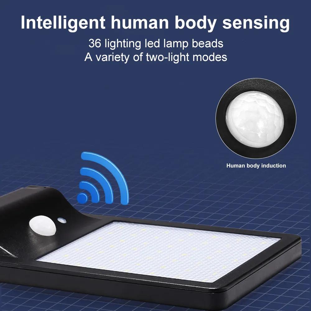 COB IP65 2000mAh Solar Street Light Garden Lighting Human Body Sensor Light Outdoor Street Decorative Light Easy Install Lamp