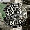 2D Flat 1pc Cat Lover Aluminum Decoration Plaque, "It's The Cat's House We Just Pay The Bills" Lettering Sign, Pet Room Decor, Home Decor, Pet Shop